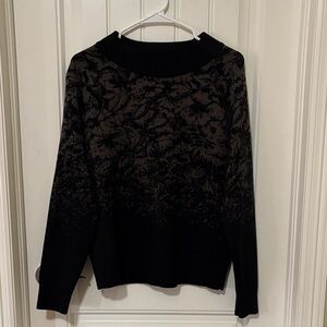 Athleta Jacquard Black and Brown Patterned Women's Sweater